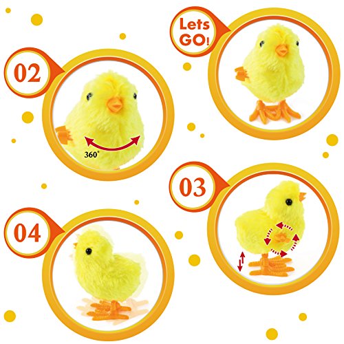 WEWILL Wind-Up Easter Jumping Chicks & Bunny for Kid 3.5 Inch Hopping Plush Toy Party Favor Toy Gift Pack of 4 - Thumbnail 2