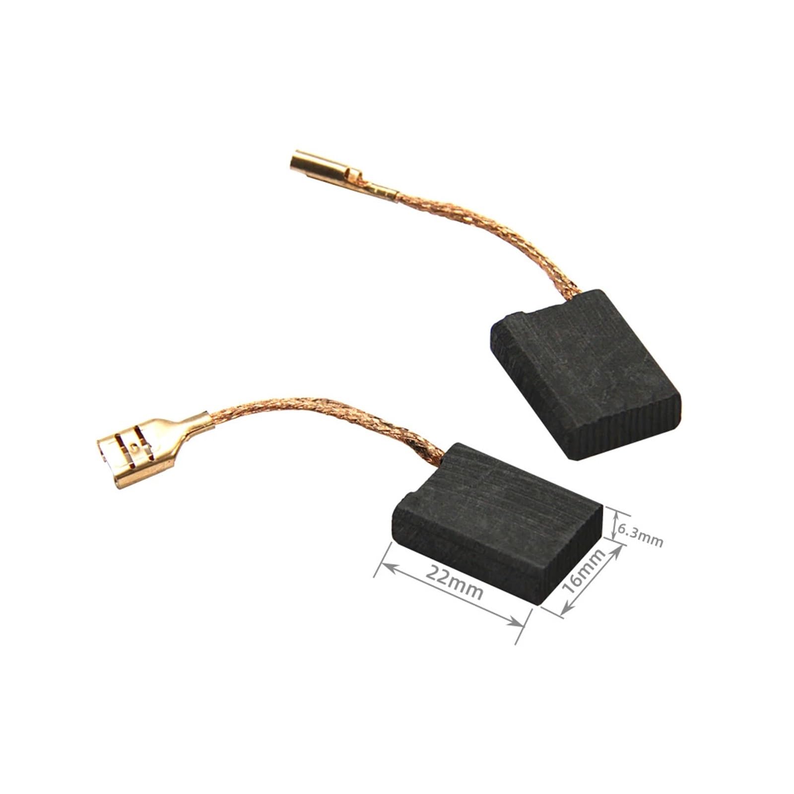 Lot de 10 balais de charbon 6,3 x 16 x 22 mm (1607014171) de rechange for moteur de meuleuse d'angle GWS 18-230, GWS 19-230, GWS 20-230 H