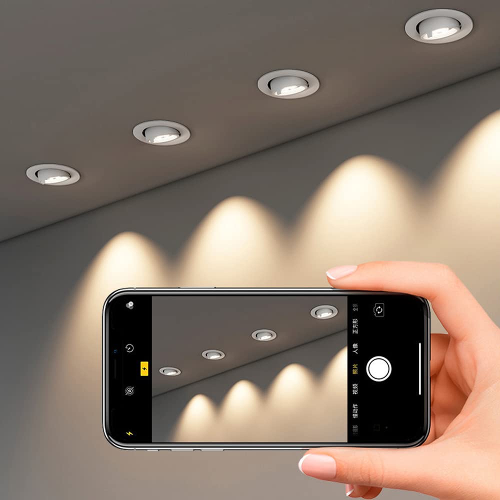 Foco LED de iluminación empotrada,12 W,20 W,30 W,35 W, CRI 90+ COB LED Downlight de Techo, Ajustable hacia Arriba y hacia Abajo 70°, se Puede Girar 360° Downlight Empotrado, Paquete de 6