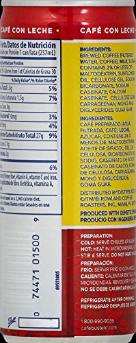 Bustelo Cool Cafe Con Leche Coffee Beverage, 8 Ounce (Pack of 12)