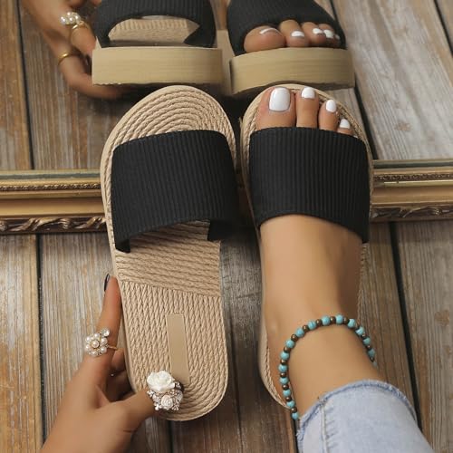 Women's Summer Sandals Comfortable Slip On Slippers Low Heel Casual Beach Shoes for Wide Feet Elegant Fashionable3