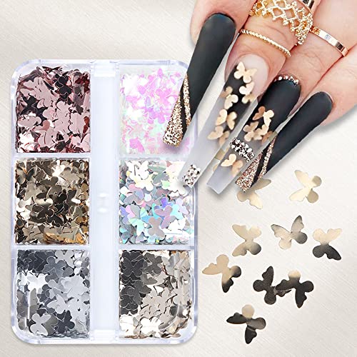 Butterfly Nail Art Glitter Valentine's Nail Art Glitter 3D Holographic Sparky Butterfly Nail Sequins Colorful Butterfly Flakes Acrylic Nail Supplies Love Design Valentine's Day Diy Decoration #TOP3