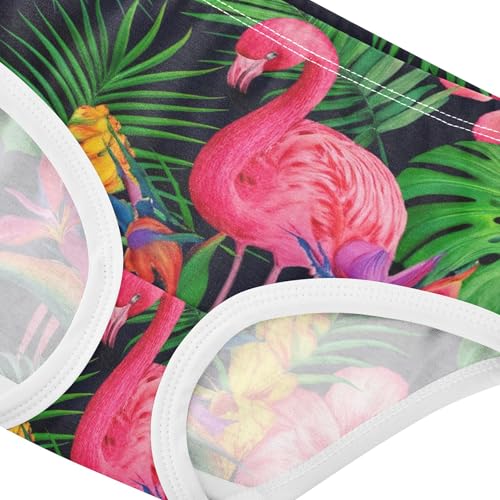 Florals Girls Underwear Toddler 2t Cotton Little Girl Panties Vivid Pink Flamingos Green Leaves Kids Briefs Undies4