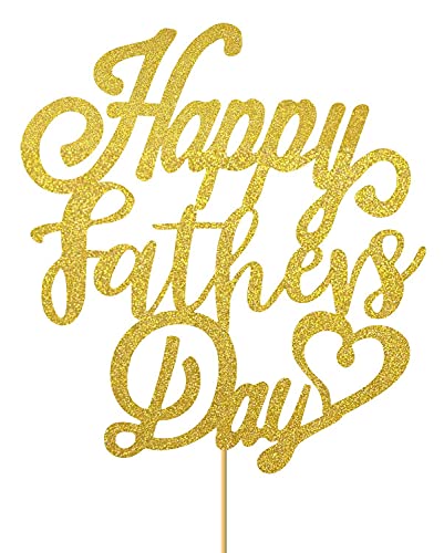 Image of Gold Happy Fathers Day cake Toppers, Best Dad Ever Cupcake Picks Cake Decoration Party Supplies for Father's Day Party Cupake Decorations