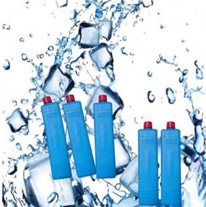 Crystal Freezer Boxes Ice Blocks For Cooler Bags - 200ml Reusable Ice Packs For Lunch Box, Air Conditioner Fan Ice Crystal Box | For Travel Beach Fishing Sports Camping BBQ Picnic Hiking (5PCS)