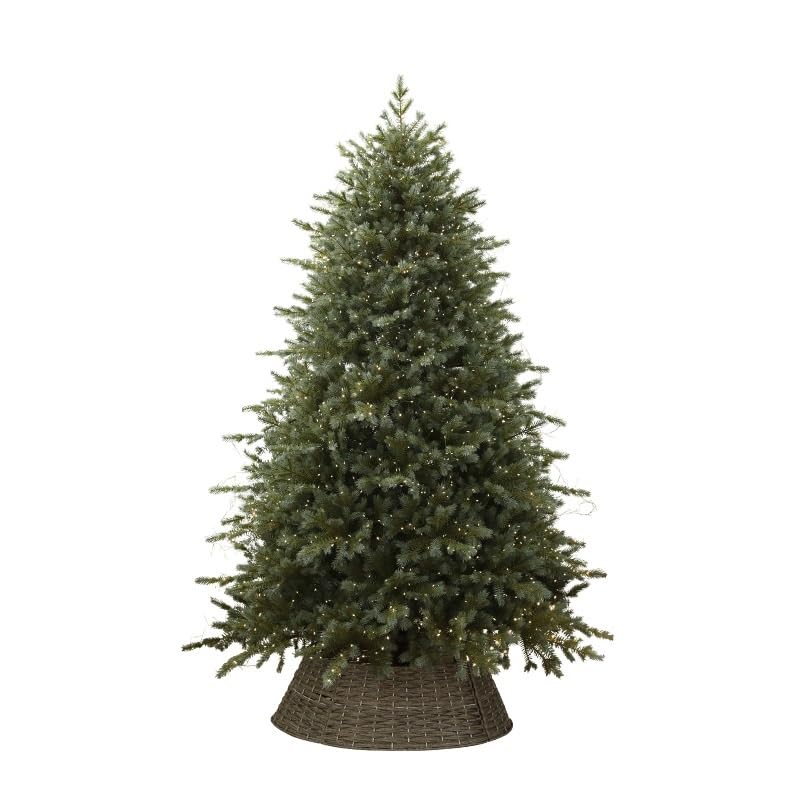 Sapin de Noël Complet avec Feuillage d'aiguilles Ultra-réaliste, Plusieurs hauteurs et illuminé, entouré d'arbres. Arbre de Noël(1.8m)
