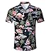 Produktbild AIDEAONE Herren Hawaii Flamingo Blumen Hemd Kurzarm Hemden Strandkleidung Schwarz