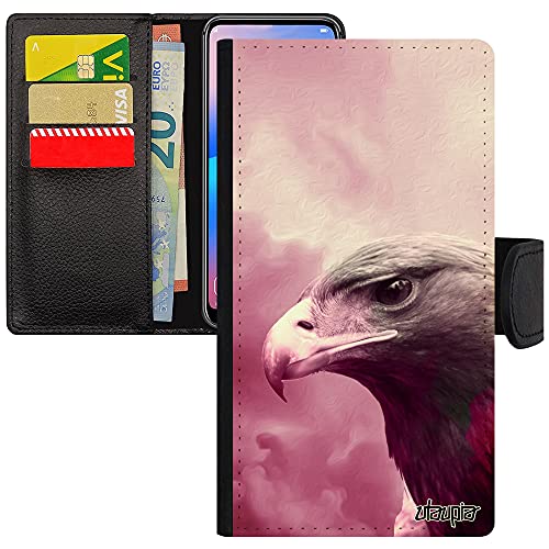 Coque cuir iPhone SE 2022 rabat aigle noir pour éviter les écrans brisés