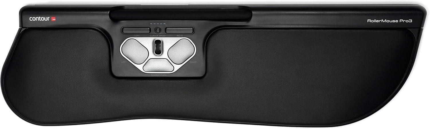 Contour RollerMouse Pro 3 Plus | Ergonomische Maus | Für Rechts- und Linkshänder | Kabelgebundene Maus mit großer Handauflage | 8 Tasten | 2400 DPI | Für Windows und Mac