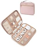 BAGSMART Electronics Travel Organizer, Portable Tech Accessories Cord Storage Case for Charging Cables, Pink
