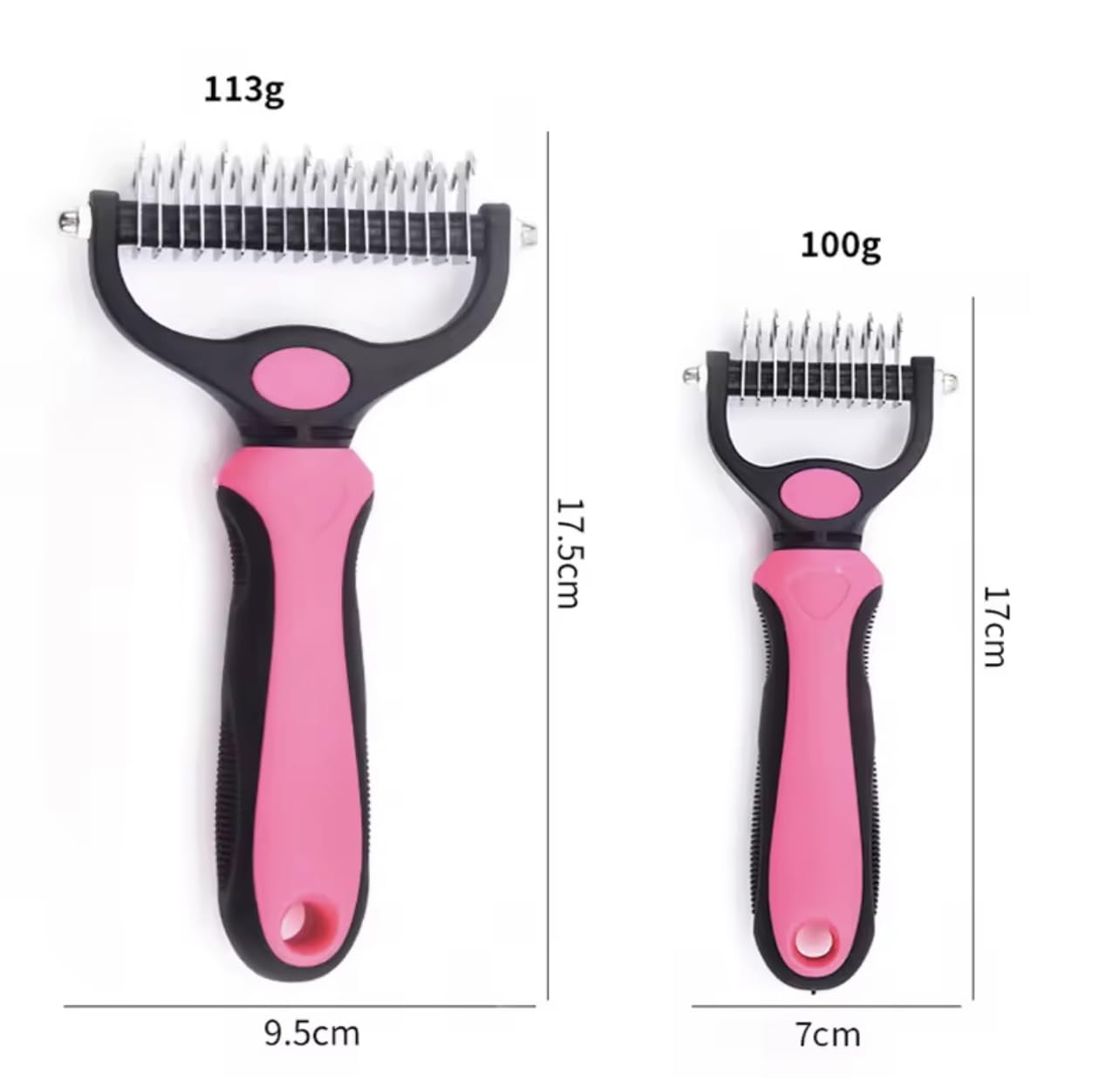 Pet Grooming Brush, Double-Sided Deshedding Tool, Undercoat Rake for Dogs and Cats Blue (Pink Small) - Image 2