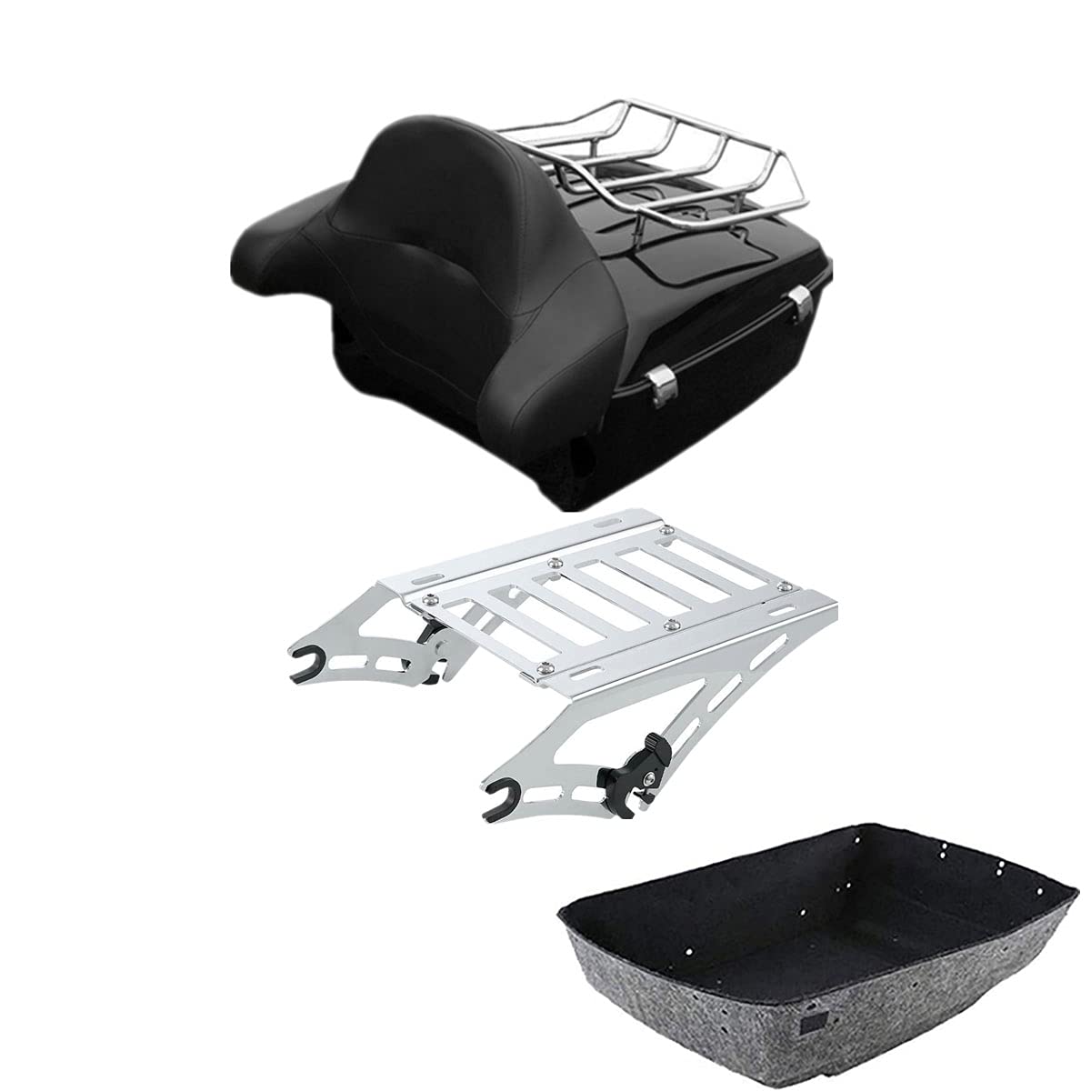 TCMT 13.7" King Tour Pack Trunk Backrest Luggage Rack 2 Up Mount Rack Fit For Harley Tour Pak Touring CVO Road King Road Glide Street Glide Electra Glide 2014-2025