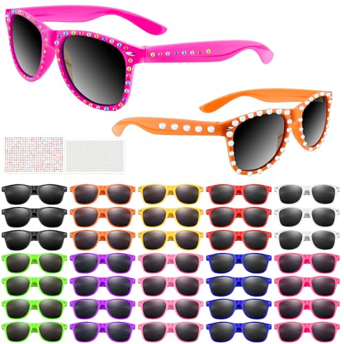 MEEZY 20/30/50/100Pcs Neon Sunglasses Bulk, Party Sunglass for Goody Bag Fillers Birthday Summer Beach Party Favors