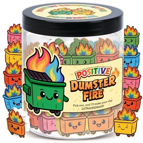 60 Positive Dumpster Fire Cards Jar, Affirmation Cards, Emotional Support, Gag...