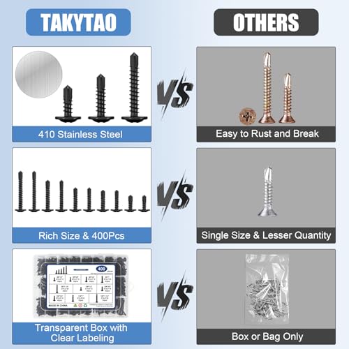 Takytao SCREW KIT-T 400Pcs Self Tapping Screws thumb #3