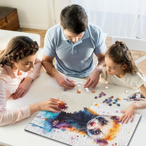 Puzzle de hurón acuarela de 1000 piezas, el regalo de arte animal para adultos 7