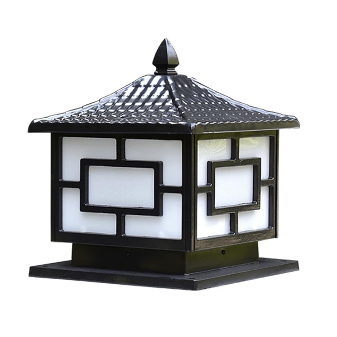 KXEcoLife Outdoor Pillar Vintage Lighthouse Column Waterproof Traditional E27 Lantern Standing for Garden and Yard Street Rainproof Light Patio Single