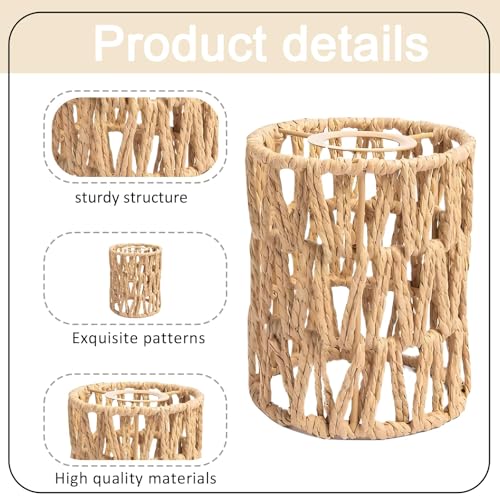 1 Pc Rattan Lampshades for Ceiling Lights, Lamp Shades Ceiling Boho Style, Cylinder Lampshade Replacement Lampshade Suitable Living Room Dining Room for Pendant Lights and Wall Sconces Light - Image 4