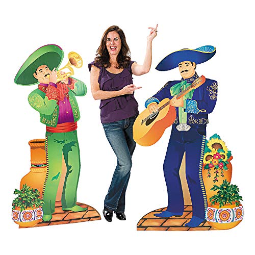 Fun Express Mariachi Men Standup 2pc Life-Size Cardboard Cut Outs for Cinco de Mayo Party Decor - Coco Themed Party Decorations & Decoración Mexicana Floor Stand Ups for Photo Opportunities