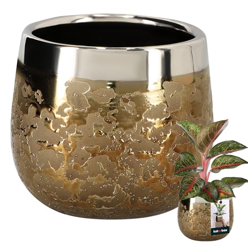 KOTARBAU® Keramik Blumentopf rund Spiegeleffekt ⌀ 10 cm Höhe 11 cm...