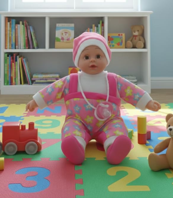 HOMOZE Interactive Kids Baby Doll with Realistic Sound Effects “Uwah Uwah & Mommy Papa” | Soft Body Role-Play Doll for Toddlers & Kids | Pretend Play Baby Doll Toy for Boys & Girls 2