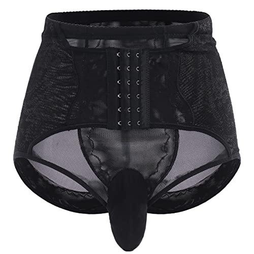 ABAFIP Men's Tummy Control Shapewear Underwear High Waist Body Shaper Slimmming Girdle Waist Trainer Lace Briefs2