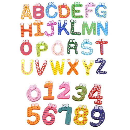 Magnetic Letters Numbers, 1 Set Refrigerator Magnets, Colorful Wooden Magnetic Letters and Numbers, Educational Alphabet for Kids Toddlers Preschool Learning Spelling