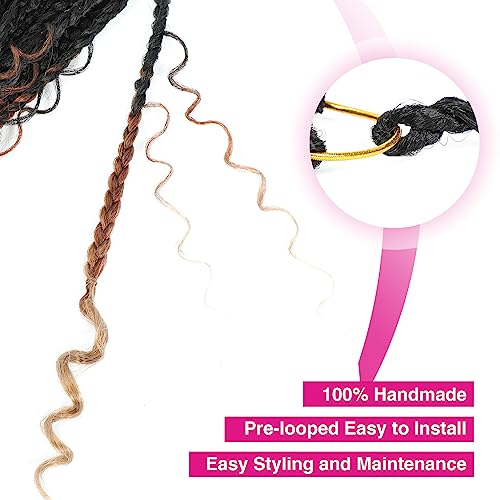 12Inch Goddess Box Braids Crochet Hair Crochet Box Braids Curly Ends 3X Bohemian Crochet Box Braids Hair Synthetic Crochet Hair Extensions 16Strands/Pack #TOP4