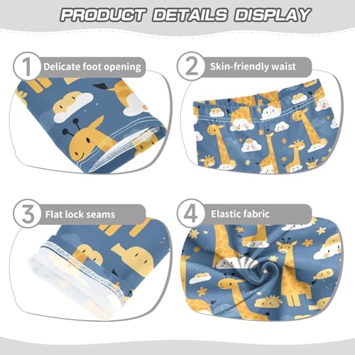 Cute Giraffes Clouds Kids Baby Girls Active Leggings Stretch High Waisted Workout Pants Gym3