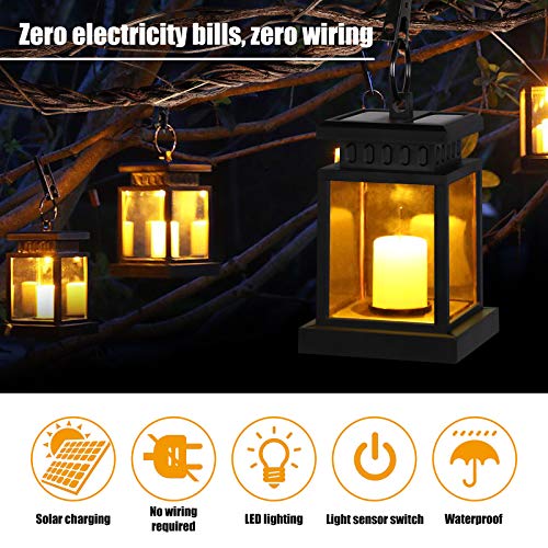 Lanterna solare per esterni con candela LED
