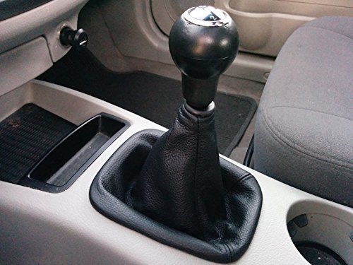 RedlineGoods Shift Boot Compatible with Kia Spectra5 2005-09. Tailor Made - not Universal. Genuine top-Grade Italian Black Suede (Alcantara) with Blue Thread
