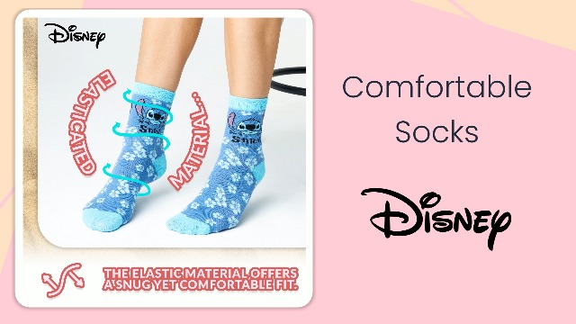 Disney Stitch Mug and Socks Set for Women and Teens, Size UK 3-6.5 Women Socks and Mug Gift Set for Kids and Adults, (Blue Stitch)