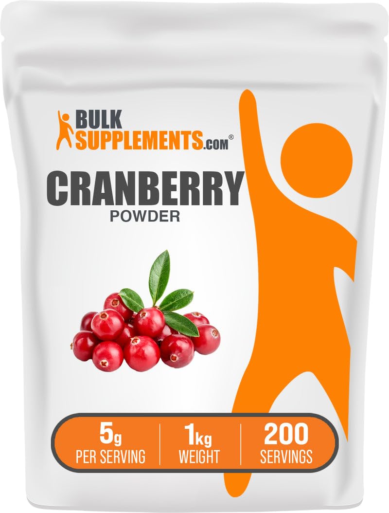 BulkSupplements.com Cranberry Powder - Cranberry Supplements for Women & Men, Air Dried Cranberries - Unsweetened & Gluten Free, 5g per Serving, 1kg (2.2 lbs) (Pack of 1) 2.2 Pound (Pack of 1)