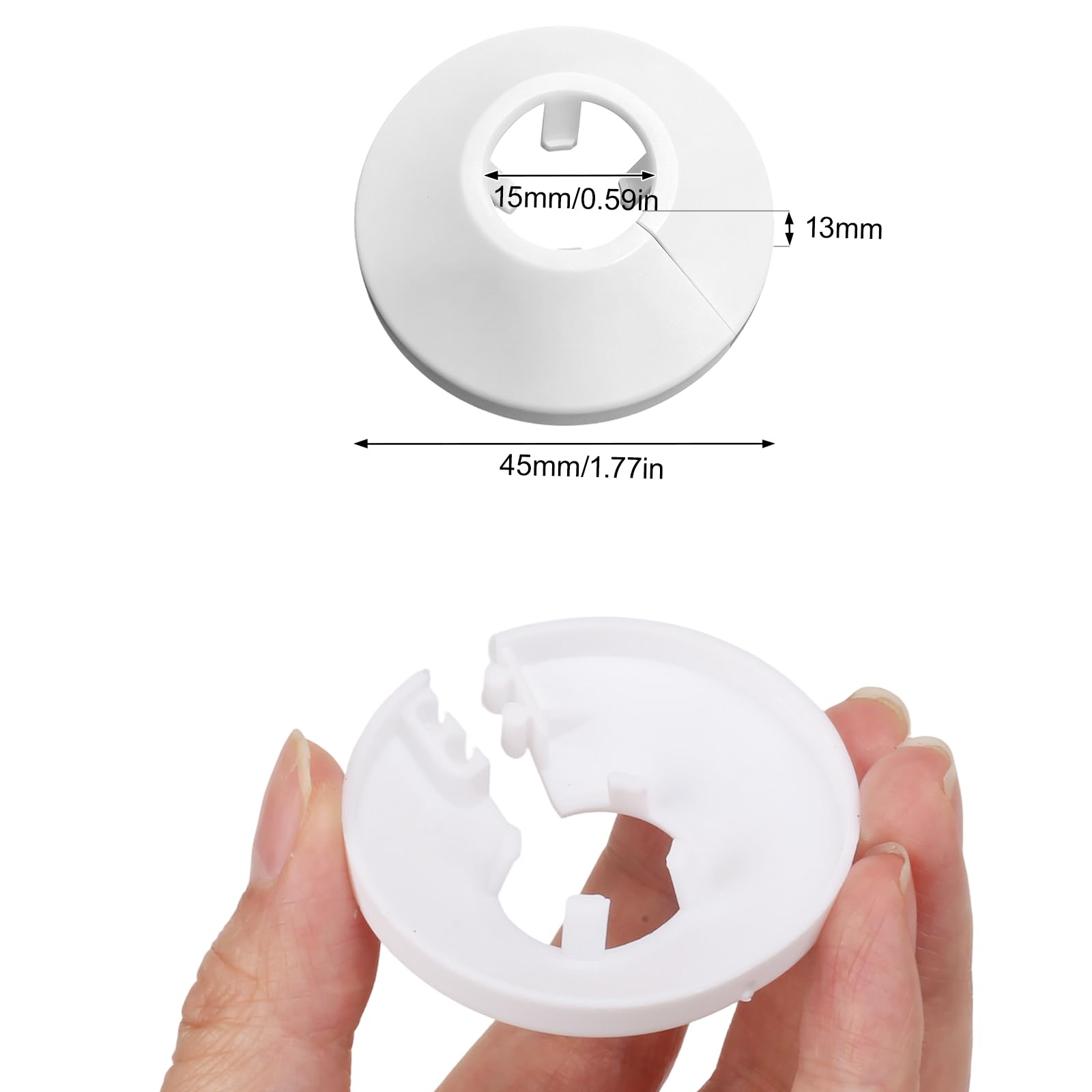 20pz Rosette per Termosifoni Copertura per Tubi Copertura in plastica per Tubi da 16 mm Diametro Copri Tubi Termosifoni Pipe Collar in Plastica per Radiatori Morsetti Domestico