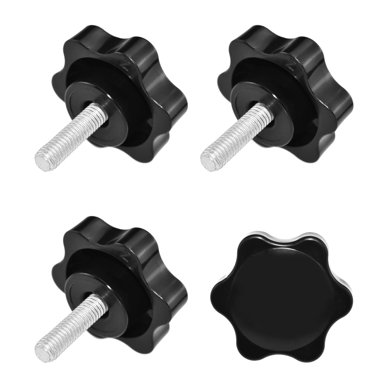 Aifeier ET 4 Pieces M6 x 20mm Star Hand Knob, Black Plastic Hex Shaped Clamping Knob Handle for Umbrella Base Replacement Knob (M6 OD5.82 mm) M6 x 20 mm