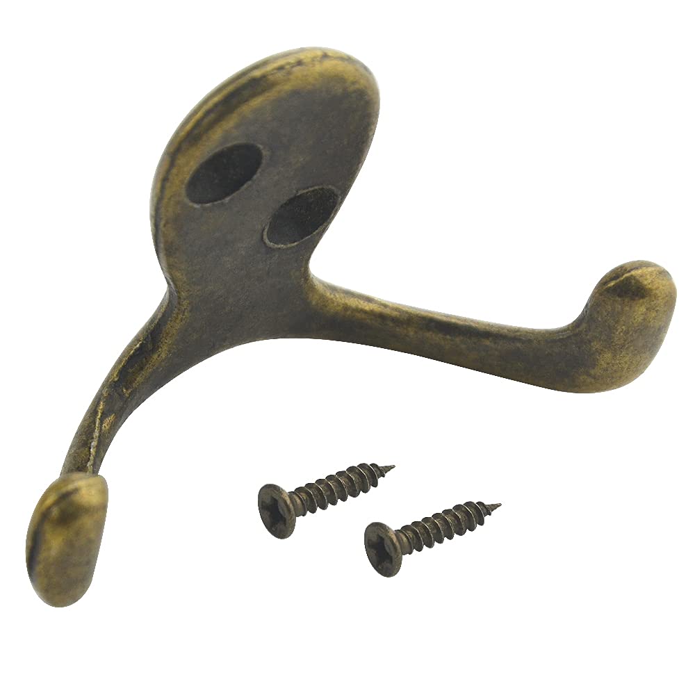 WMYCONGCONG 10Pcs Coat Hooks, Heavy Duty Double Prong Coat Hooks Wall Mounted with Screws - Image 3