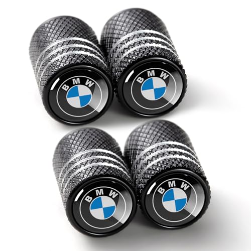 Image of Tire Valve Stem Cap Cover for BMW Belt O-Ring Seal Corrosion Resistant tire Valve caps 4 Pack Black