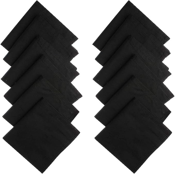 Men's Premium Cotton Plain/Solid Handkerchief Cotton Handkerchiefs Hanky For Men Premium Collection Black color Set. Pack of 3 Pcs-image-5