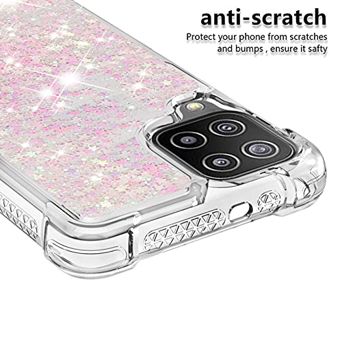 Transparent Liquid Case für Galaxy A22 4G Silver, Gel Silicone Phone Case Glitter Floating Liquid Cover Ultra Slim Bumper Case Sparkly Back Case Resistant Hard Compatible with Samsung Galaxy A22 4G