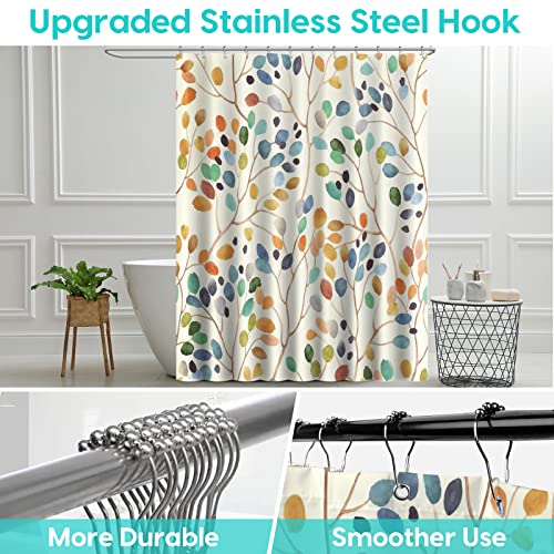 Amaredom Floral Shower Curtain For Bathroom, Colorful Leaves Curtain Bathroom Decoration, Shower Curtain Set With Curtain Hooks #TOP4