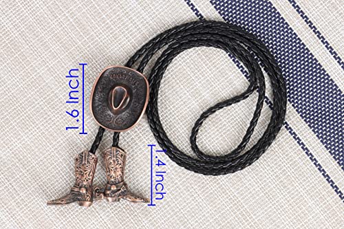 Image of Bolo Ties for Men Western - 3D Cowboy Hat Design With Vintage Boots, Western Bolotie Bola Tie