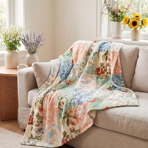 Manta Hahafelt Boho Pastel Floral de Lana de Franela 50 x 60 pulgadas miniatura 3