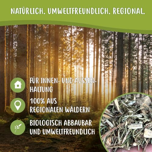 HEULAND Waldboden-Einstreu 40 L – natürliches Einstreu mit Tannen & Fichtennadeln – extrem saugstark & geruchsbindend – für Kaninchen, Meerschweinchen, Hühner & Nager