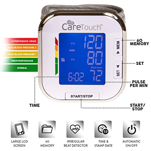 Care Touch Digital Wrist Blood Pressure Monitor - Blood Pressure Wrist Cuff Size 5.5" - 8.5" - Automatic High Blood Pressure Machine With Batteries And Carrying Case Included #TOP1