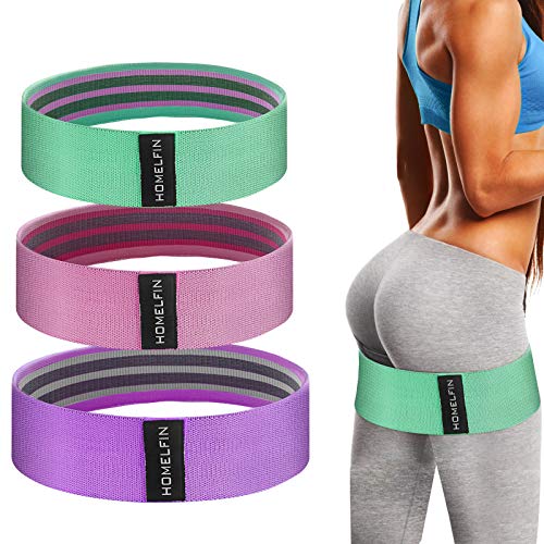 Exercise Bands Resistance for Legs Butt Workout Loop Band Sets HOMELFIN No Rolling up Elastic Booty Bands Fit Simplify for Sports Fitness Squat Glute Hip Training Strength Slim Yoga Home Gym