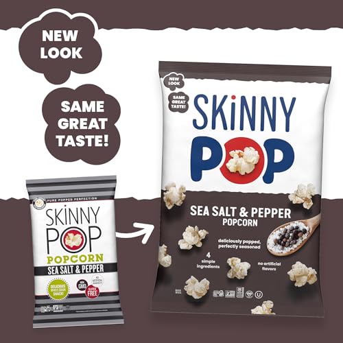 Image of SkinnyPop Popcorn, Sea Salt & Pepper, Whole Grain, Dairy-Free Snack, 4.4oz Bags (12ct)