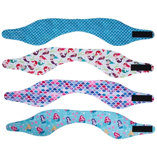 Kichvoe Protectores Auditivos para Ducha y Natación 4 Piezas, Banda Elástica Estampada, Orejeras Impermeables de Neopreno para Evitar Entrada de Agua en Oídos, Uso Estilo