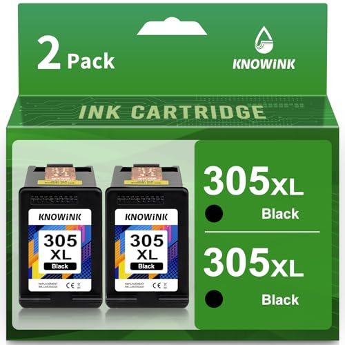 KNOWINK 305 XL Cartuchos de Tinta 305 XL Negro Compatible para HP DeskJet 2710 2070e 2120 2721 4120 HP Envy 6020e 6010 6032 6034 6020e 6420 Impresora(2 Pack)