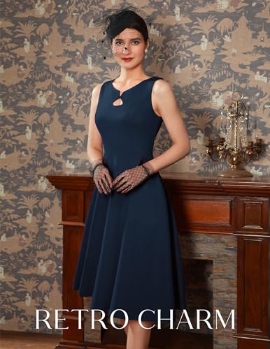 Image of Wedtrend Women's Cocktail Dress with Pockets 1940s Vintage Dress, Midi A-line Church Dresses