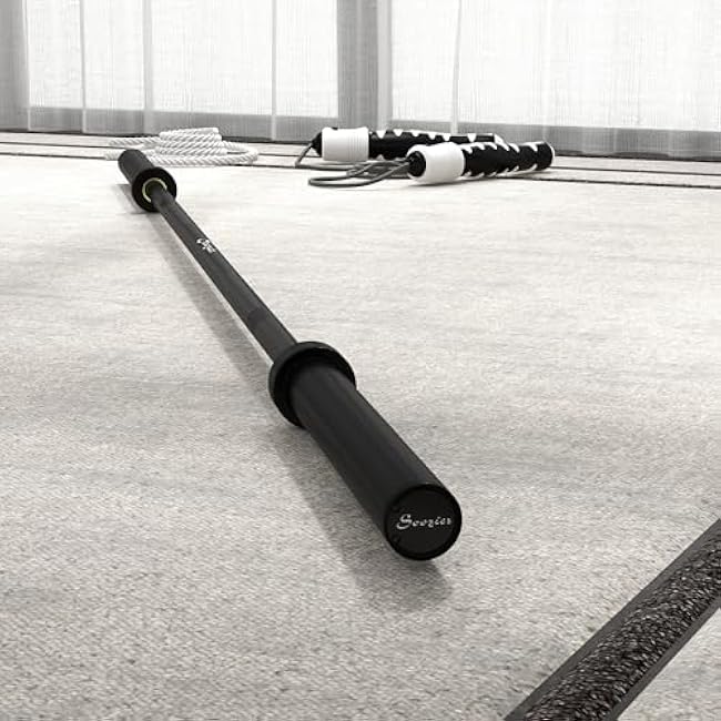 Soozier 7.2ft Barbell Bar, 2 Inch Weight Bar, 44 lbs with Rotating Sleeves and Non-Slip Knurling Grip, 1500lbs Weight Capacity for Weightlifting & Strength Training